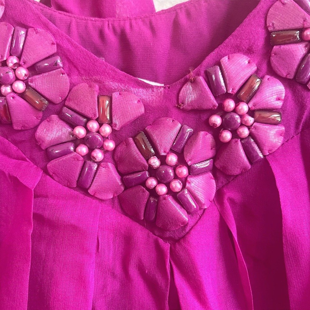 Rebecca Taylor Y2K Vintage Silk Micro Mini Balloon Pink Sheer Silk Embellished 2 - Picture 6 of 10